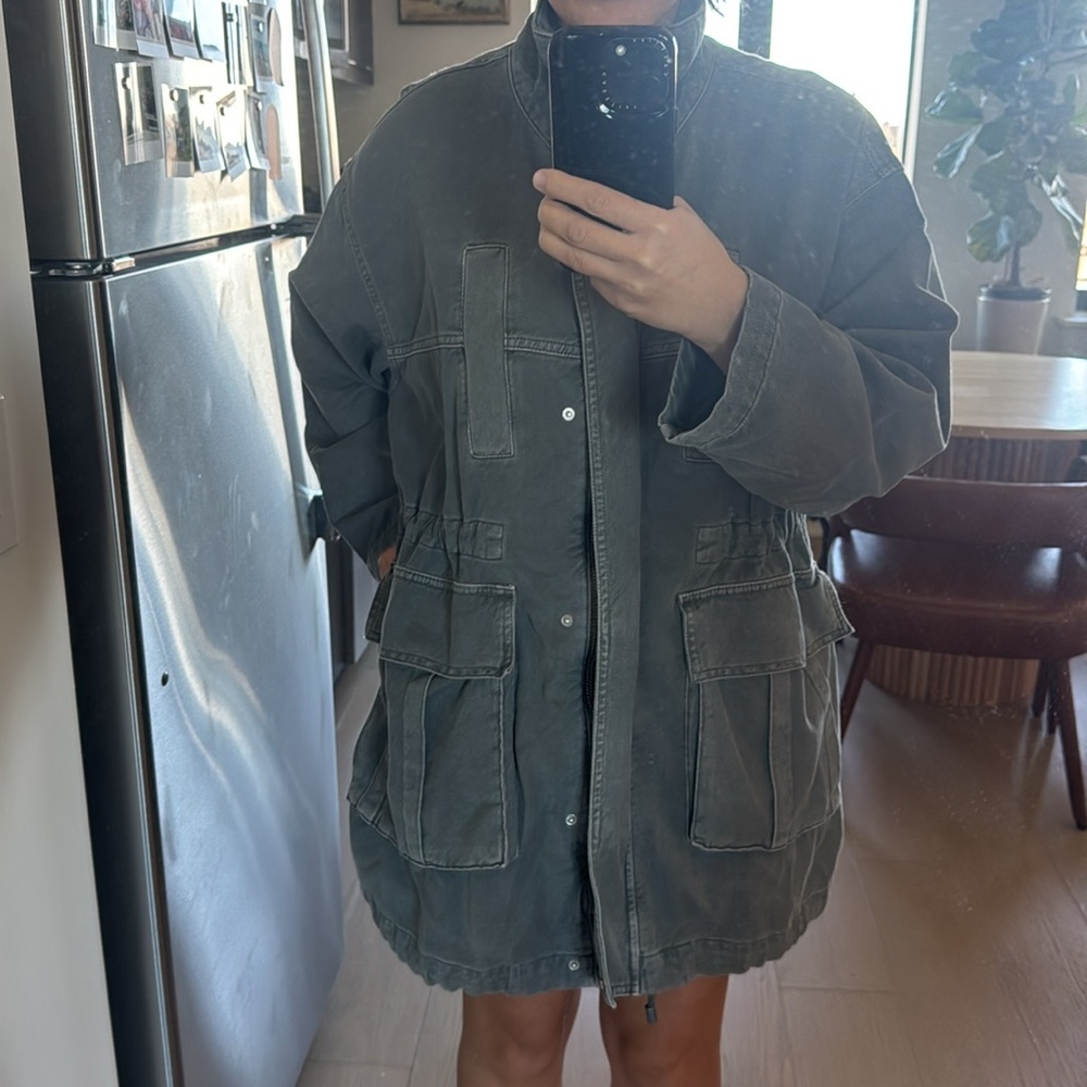 Zara denim jacket oversized with drawstring waist - M size - like new